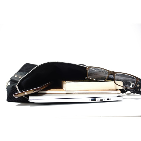 Bolso Bandolera Negro grande con asa de pasamanería