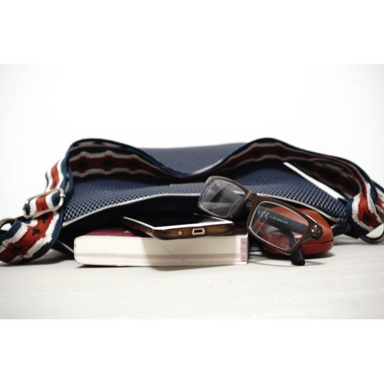 Bolso cruzado Gris con asa de pasamanería