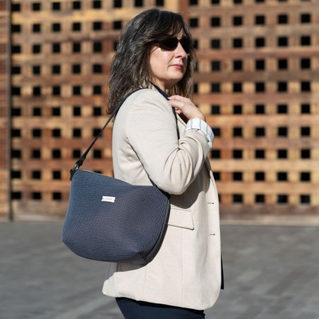 Bolso cruzado Gris con asa de pasamanería
