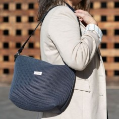 Bolso cruzado Gris con asa de pasamanería