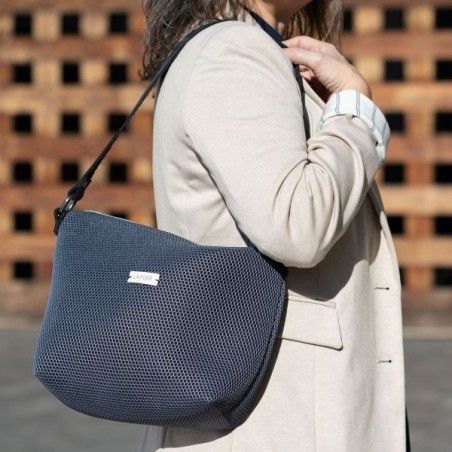 Bolso cruzado Gris con asa de pasamanería
