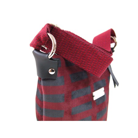 BOLSO PEQUEÑO VELVET AZUL Y GRANATE