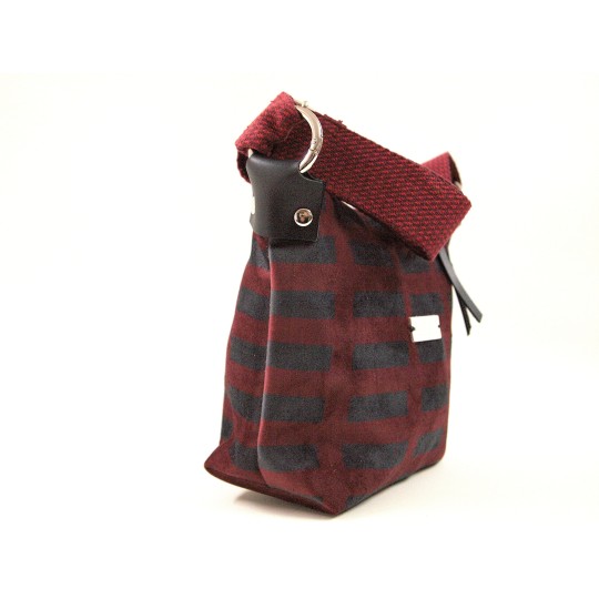 BOLSO PEQUEÑO VELVET AZUL Y GRANATE